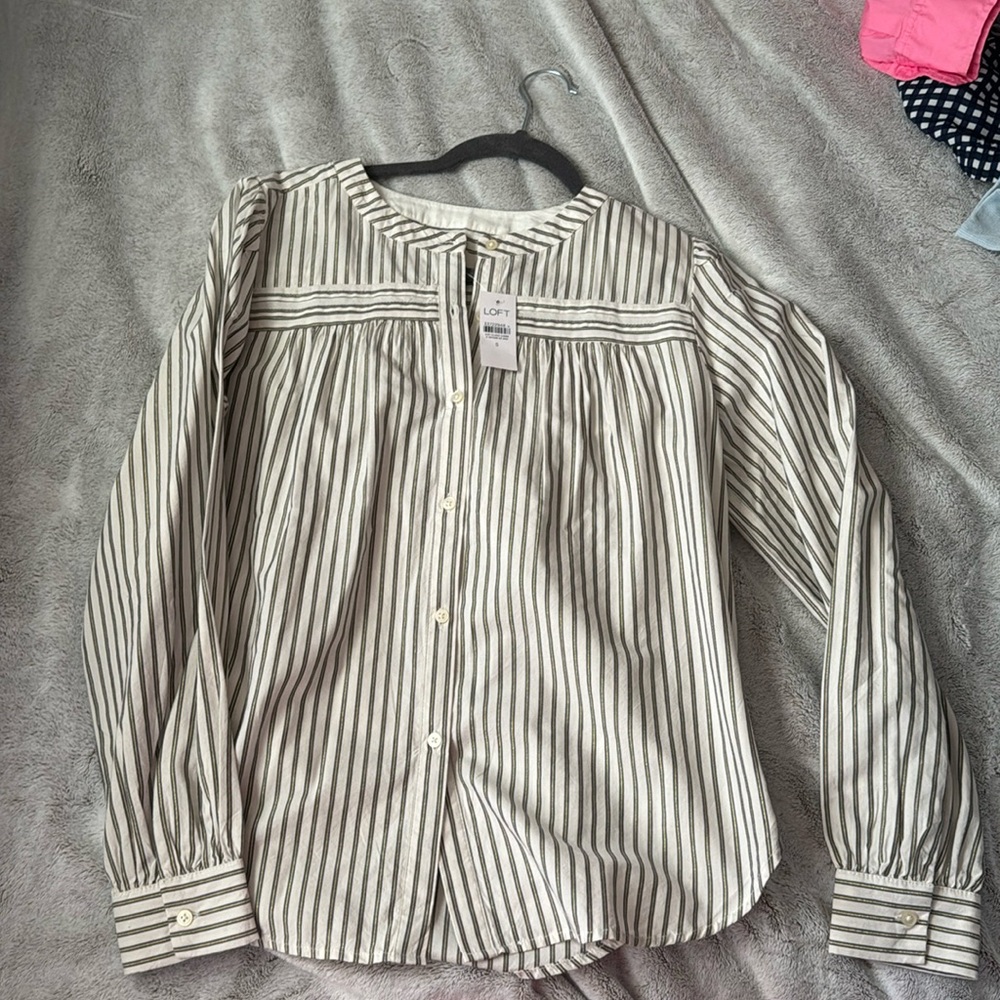 Loft Shimmer Stripe Button Down